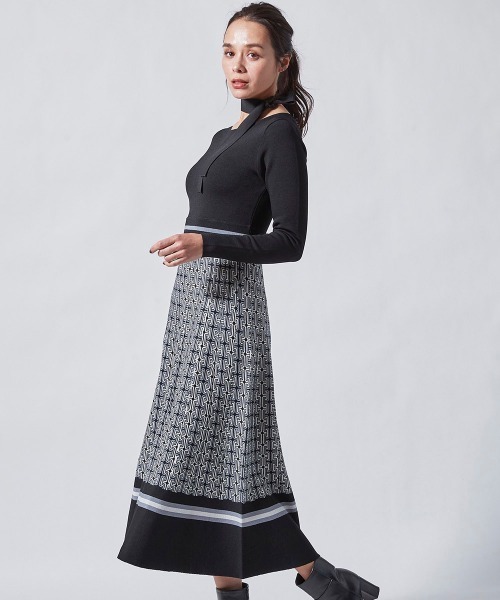 人気商品再入荷 ワンピース ボウタイ付き幾何柄ジャガードニットワンピース Zozotown Paypayモール店 通販 Paypayモール 在庫あり 即納 Skylanceronline Com