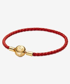 ブレスレット Pandora Moments レッド ウーブン レザー ブレスレット レディース