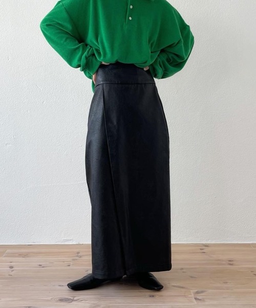 wee9s スカート fake leather wrap skirt / 1年中使えるバックゴム