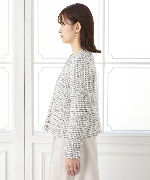 AIMER（エメ） ジャケット ノーカラージャケット ミックスツイードノー