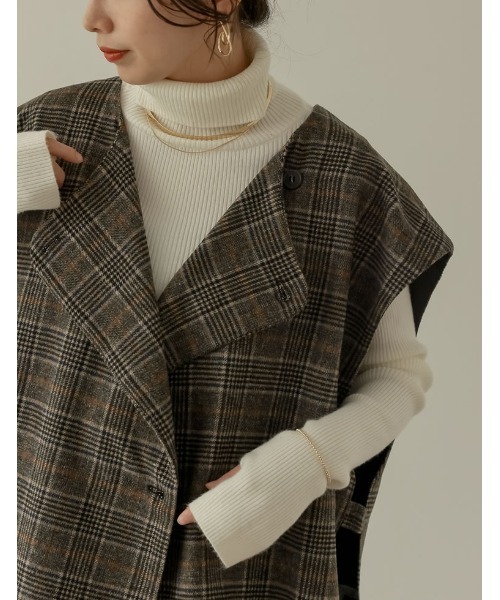 l*y様 【美品】Drawer ブロックチェック リバーシブル ノーカラー ジャ Re:EDIT（リエディ） ジャケット ノーカラージャケット ウールタッチ