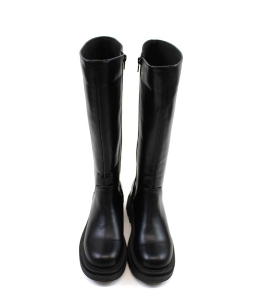 ブーツ ゆったり筒周り厚底ブラックソールロングブーツ　ZOZOTOWN+オフィシャルサイト限定商品 レディース