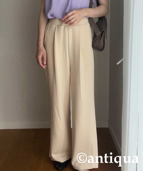 antiqua（アンティカ） パンツ ジョーゼット生地ストレートパンツ