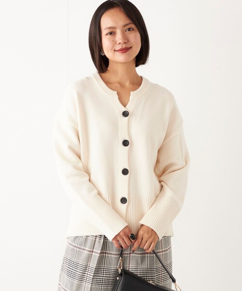 SHIPS 手洗可能　ヘアリーキーネック カーディガン SHIPS Colors カーディガン Colors:「手洗い可能」フラッフィー