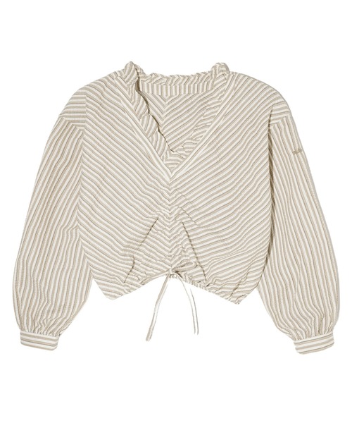 ブラウス シャツ STRIPED RUFFLE COLLAR BLOUSE レディース