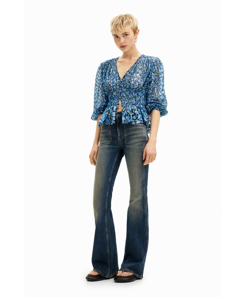 Desigual ブラウス シャツ 花柄 スイスドット レディース