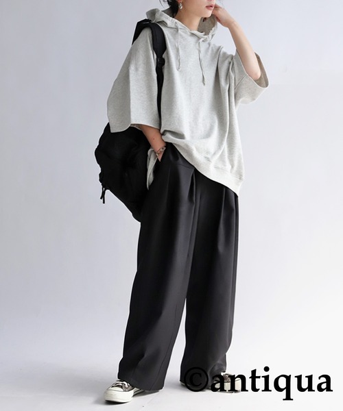antiqua（アンティカ） パンツ タックテーパードパンツ レディース