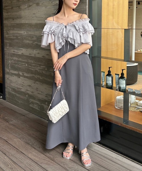 one after another NICE CLAUP ワンピース フリルブラウスセットキャミ