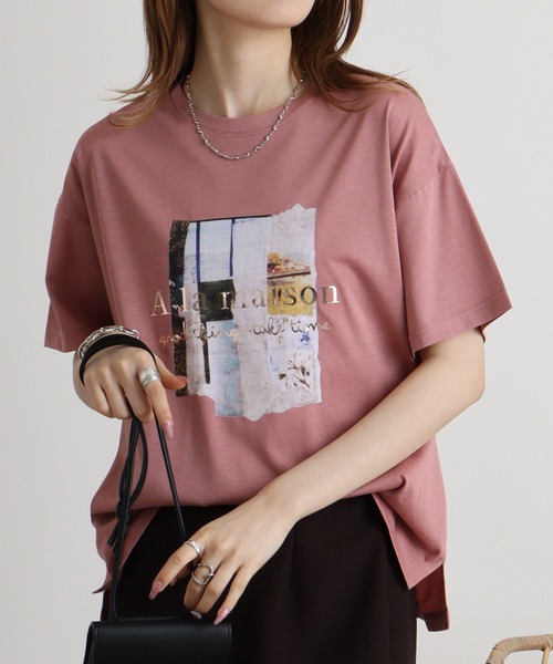 tシャツ BRODIAEA かすれプリントTシャツ レディース : ZOZOTOWN