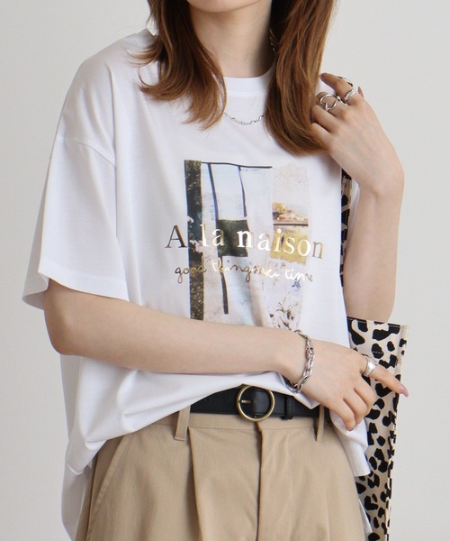 tシャツ BRODIAEA かすれプリントTシャツ レディース : ZOZOTOWN
