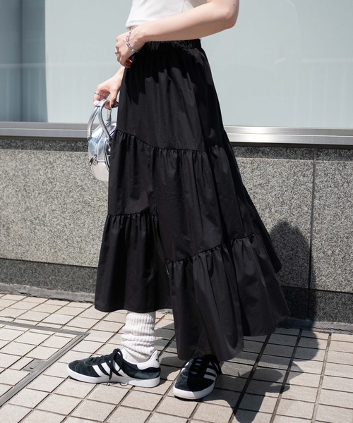【新品未使用】VIVIANOフリル付き黒ロングスカート 新品未使用】VIVIANOフリル付き黒ロングスカート 【公式通販】