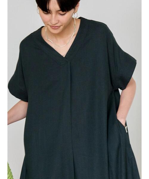 美品✨KAPITAL リネンワンピース Vネック 日本製 ゆったり 麻100% STYLE DELI（スタイルデリ）の「【LUXE】リネン100％台形ネック