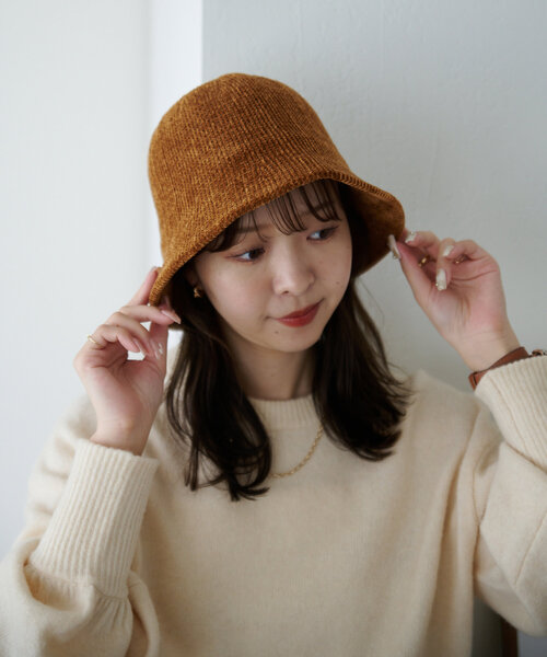 JohnEllam3Dデコパージュ(帽子を持った少女) Sibra（シブラ） 帽子 ハット ししゅうダメージデニムバケットハット