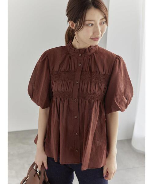 Te chichi ブラウス シャツ シャーリングスタンドフリルブラウス