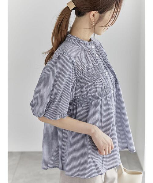 Te chichi ブラウス シャツ シャーリングスタンドフリルブラウス