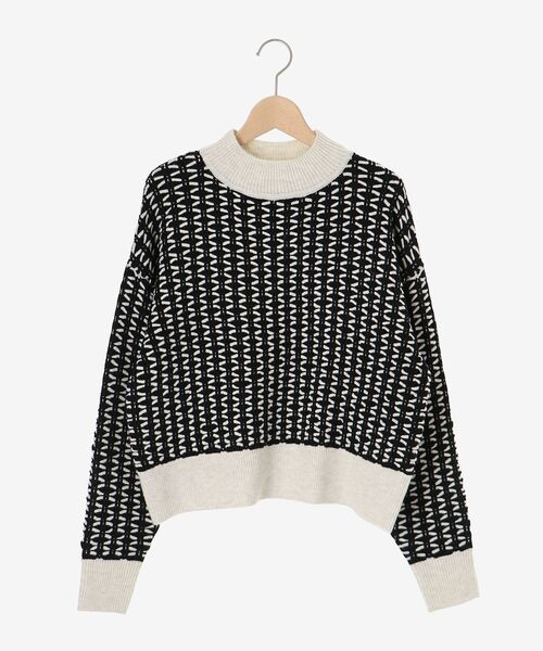 ニット セーター 交差編みバイカラーニットプルオーバー レディース le.coeur blanc ニット セーター 交差編みバイカラーニットプル