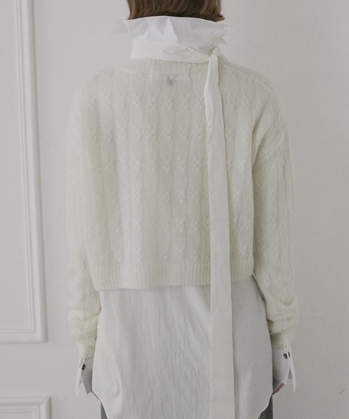 LE CIEL BLEU（ルシェルブルー） ニット セーター ケーブルモヘアプル