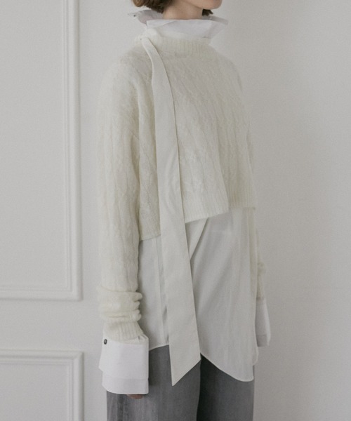 LE CIEL BLEU（ルシェルブルー） ニット セーター ケーブルモヘアプル