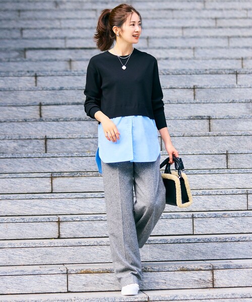 23区（ニジュウサンク） パンツ シルクネップヘリンボーン ワイド