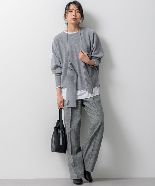 23区（ニジュウサンク） パンツ シルクネップヘリンボーン ワイド