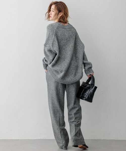 パンツ シルクネップヘリンボーン ワイドパンツ レディース : ZOZOTOWN