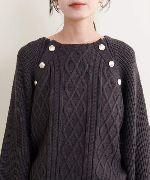 スパンコール リブ 5分袖 ニットプルオーバー（日本製） ニット