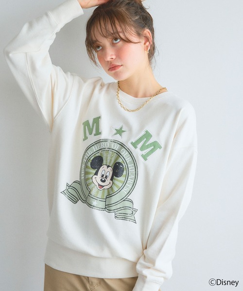 美品 DISNEY スウェット アイボリー レディース トレーナー ミッキー Disney トレーナー スウェット 「Disney/ディズニー」ミッキー
