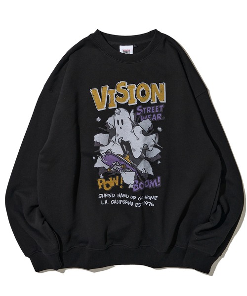 トレーナー スウェット 「VISION STREET WEAR」オリジナルグラフィック ゴーストイラストスウェットトレーナー レディース メンズ VISION STREET WEAR トレーナー スウェット 「VISION WEAR