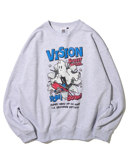 トレーナー スウェット 「VISION STREET WEAR」オリジナルグラフィック ゴーストイラストスウェットトレーナー レディース メンズ VISION STREET WEAR トレーナー スウェット 「VISION WEAR