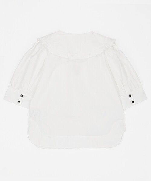 ブラウス シャツ GANNI/ガニー Cotton Poplin V-neck Ruffle Blouse / F8635 / コットンポプリン Vネ GANNI（ガニー）の「GANNI/ガニー Cotton Poplin V-neck Ruffle