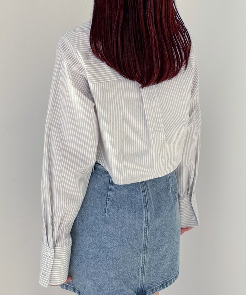 Heather ブラウス シャツ フロントギャザーショートシャツ
