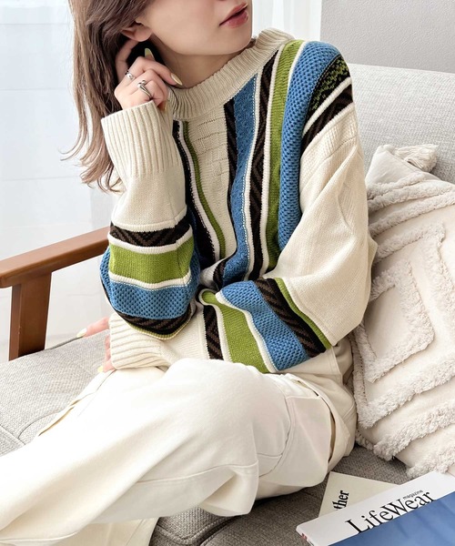 「classicalelf」 長袖ニット X-LARGE ブルー レディース_画像4