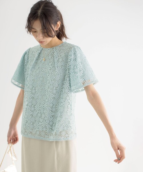 組曲（KUMIKYOKU） tシャツ 半袖 フラワーレース ブラウス レディース 