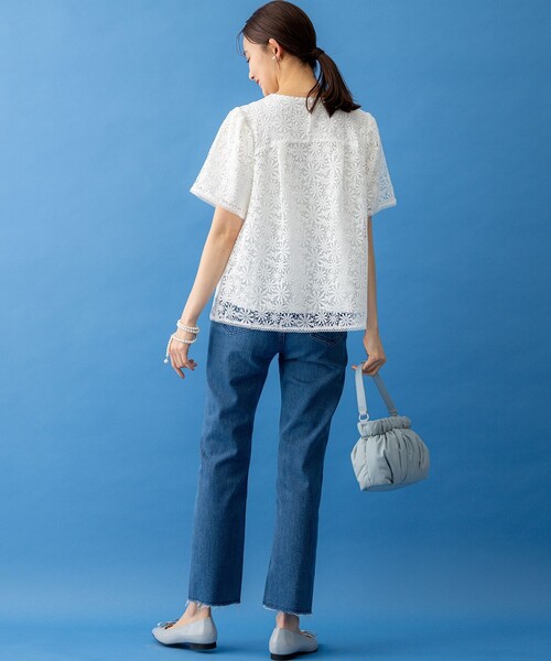組曲（KUMIKYOKU） tシャツ 半袖 フラワーレース ブラウス レディース