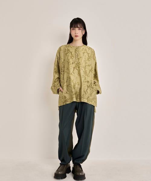 Nora Lily（ノラリリー） シャツ 「Nora Lily」Flower Henry Neck Big