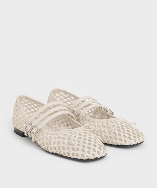 CHARLES ＆ KEITH パンプス ウーブン トリプルストラップメリー