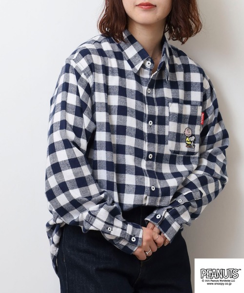 PEANUTS シャツ チェックシャツ メンズ レディース : ZOZOTOWN Yahoo