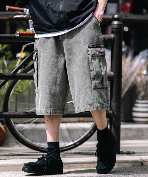 デニム ハーフパンツ ウォッシュ 全2色 r-1555 韓国 デニムハーフパンツ ダメージ ウォッシュド 2色【g464
