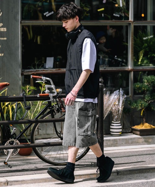 coco 中古 ロックデュード ROCK・DUDE メンズ ハーフパンツ (LL) 04 黒 ブラック  花柄 麻混 coco 中古 ロックデュード ROCK・DUDE メンズ ハーフパンツ (LL
