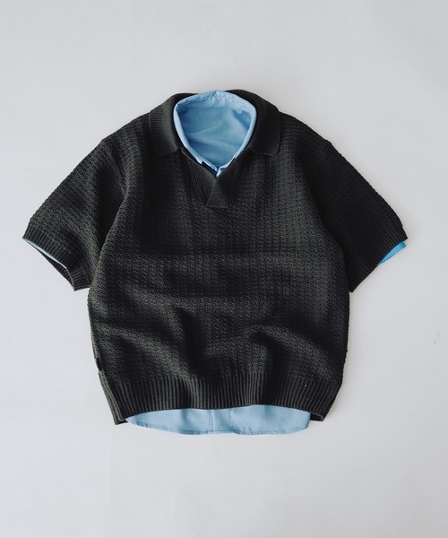 新品！ブラミンクRESORT 16ゲージ ポロショートスリーブニット BLAMINK - 新品！ブラミンクRESORT 16ゲージ ポロショートスリーブ