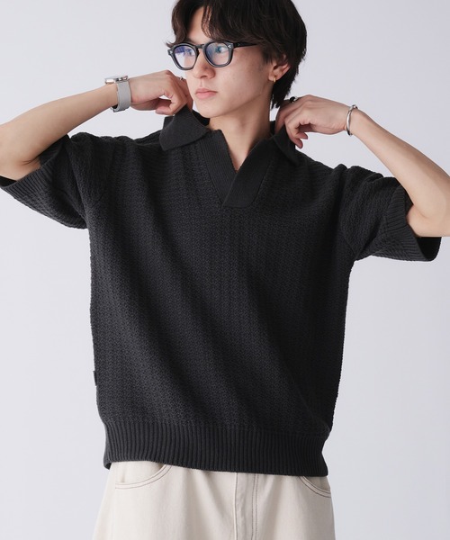 BOTTER ポロシャツ SHORT SLEEVES POLOPIQUE 楽天市場】ポロシャツ スキッパー 襟高 立ち襟 半袖 ジャガード