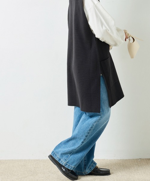 「OMNES」 Vネックニット FREE グレー レディース_画像4