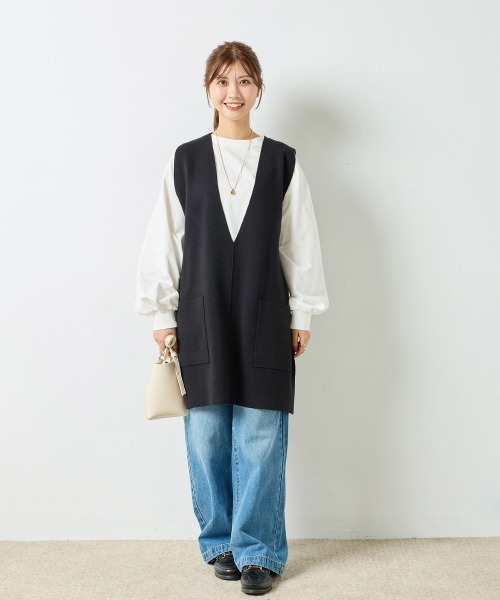 「OMNES」 Vネックニット FREE グレー レディース_画像7