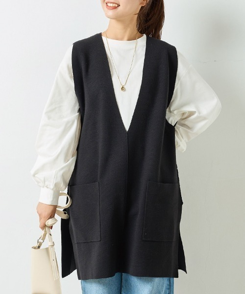 「OMNES」 Vネックニット FREE グレー レディース_画像8