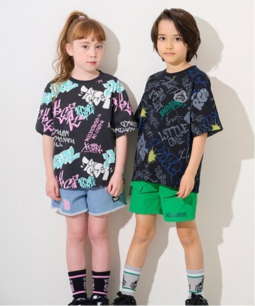 XLARGE KIDS tシャツ グラフィティ総柄半袖Tシャツ キッズ 子供
