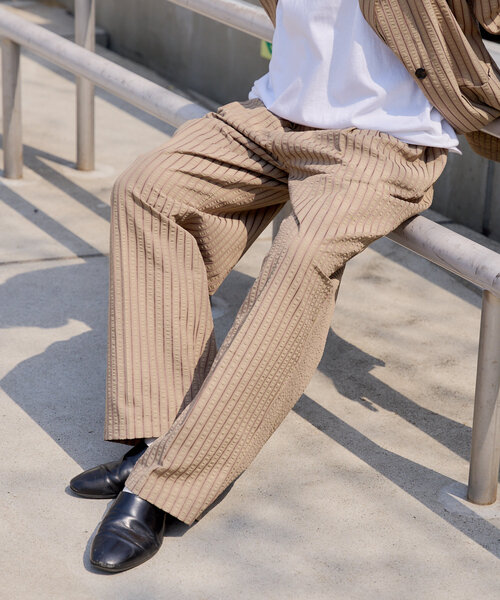 WHIMSIC パンツ 「UNISEX/SET対応」シアサッカーストライプ