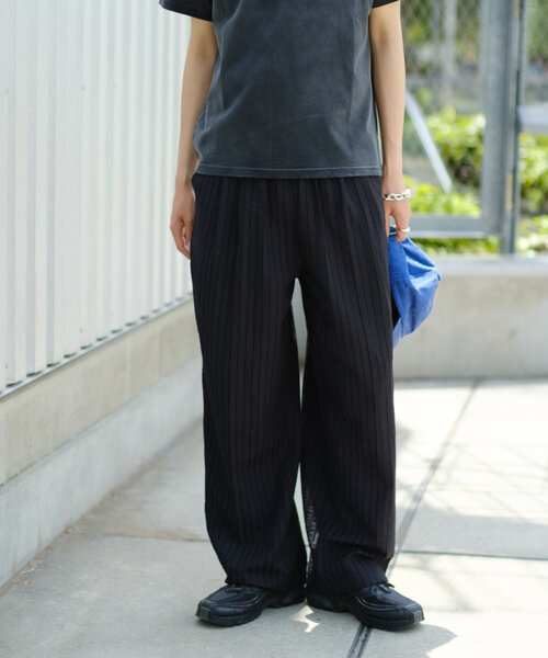 WHIMSIC パンツ 「UNISEX/SET対応」シアサッカーストライプ