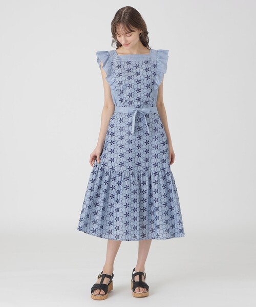 BLUE LABEL CRESTBRIDGE スカート シャンブレーレーススカート