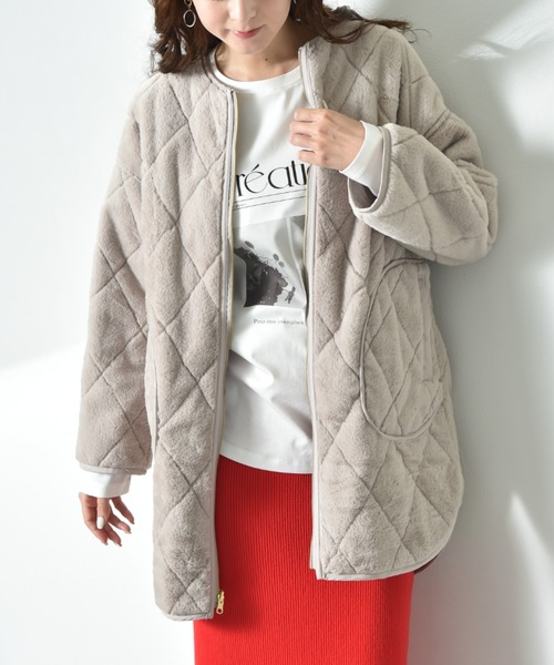 INTERPLANET（インタープラネット） ノーカラーコート コート タフタ