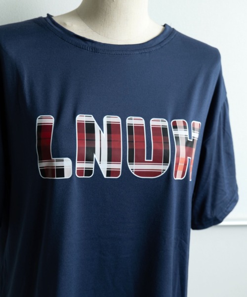 DEVICE（デバイス） tシャツ チェック ロゴ プリント 古着風 Tシャツ 